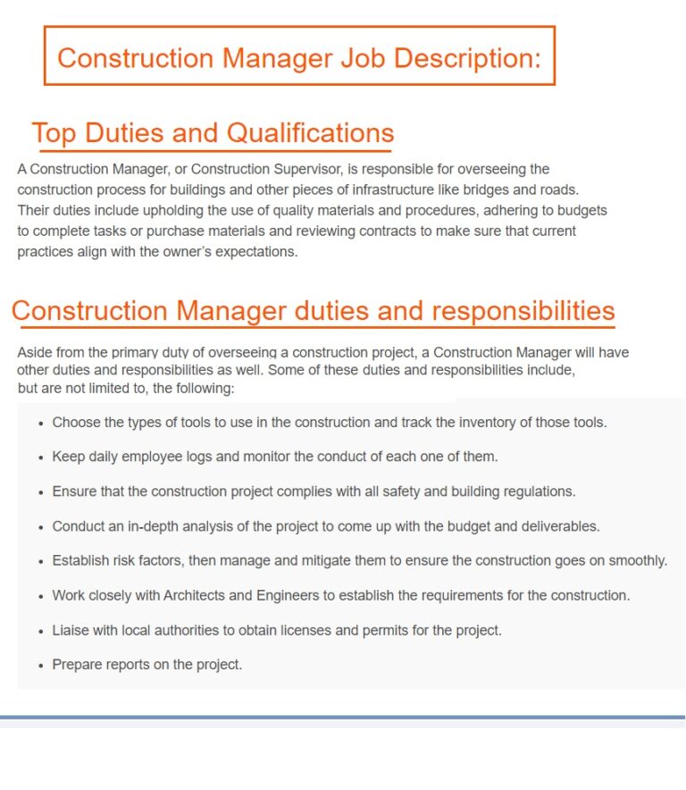 Construction-Manager-Job-Description-Format | Free Word Templates Online